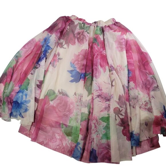 Chicwish Women Floral Print Chiffon Skirt With Elastic Waist & Lining Size Small - Picture 7 of 8